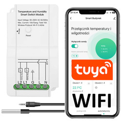 Podwójny przekaźnik z pomiarem temperatury WIFI 15A sterownik temperatury