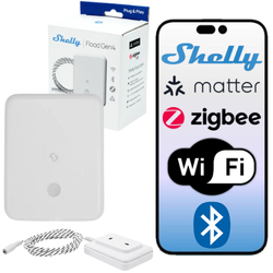 Shelly Flood Gen4 czujnik zalania WiFi Zigbee Matter do domu i na zewnątrz IP44