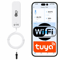 Czujnik temperatury i wilgotności WiFi Tuya Smart Life z sondą 96cm