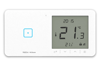 Regulator pokojowy + włącznik jednopolowy WSR-01mL - LEWA Biały przewodowy Sinum SBUS