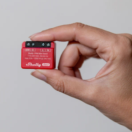 Shelly 1PM Mini Gen3 – przekaźnik WiFi dopuszkowy 8A z pomiarem energii
