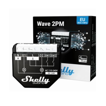 Shelly Wave 2PM – przekaźnik Z-Wave 2-kanałowy z pomiarem energii