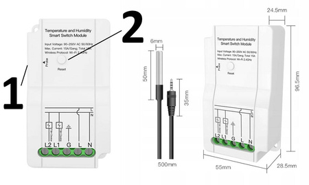 Podwójny przekaźnik z pomiarem temperatury WIFI 15A sterownik temperatury