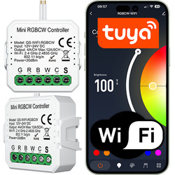 Dopuszkowy Mini sterownik Wi-Fi do taśm LED RGBCW aplikacja Tuya/Smart Life