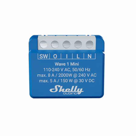 Shelly Wave 1 Mini – przekaźnik Z-Wave 8A do puszki, styk bezpotencjałowy