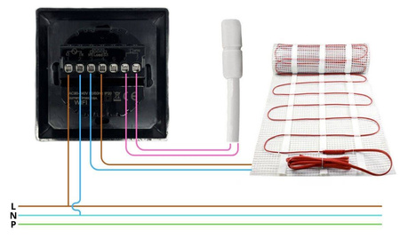 Termostat Czarny WIFI Sterownik ogrzewania TE-1W  Tuya przewodowy do podłogówki