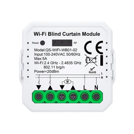 Dopuszkowy sterownik rolet i żaluzji z regulacją kąta nachylenia lameli Tuya WIFI V3