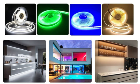 Taśma LED COB IP67 840D 24V 17W 15mm RGBWW 3000K 6000K Wodoodporna 