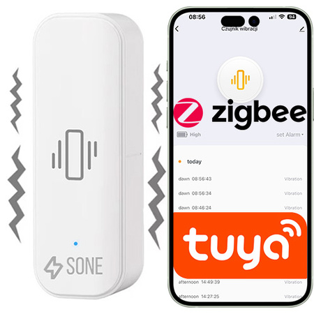 Czujnik wibracji uderzeń przesunięć Tuya Zigbee