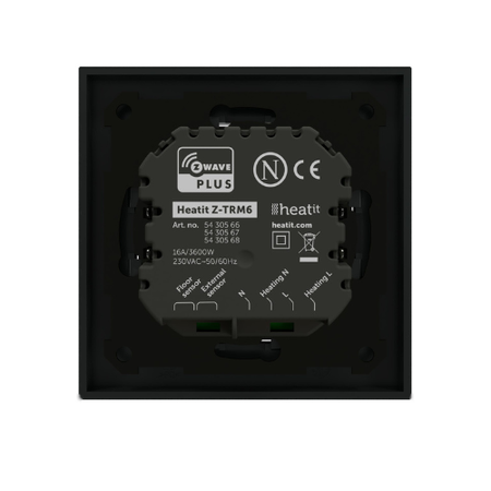 Heatit Z-TRM6 Czarny mat termostat Z-Wave 16A do ogrzewania podłogowego