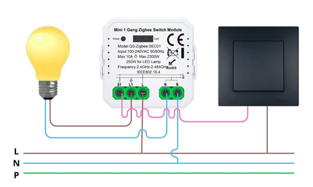 Przekaźnik Zigbee Dopuszkowy sterownik światła pojedynczy Tuya Smart Life