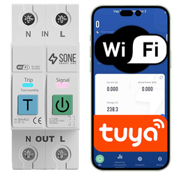 Przekaźnik WiFi 63A DIN Tuya z pomiarem energii i rozłączaniem L i N