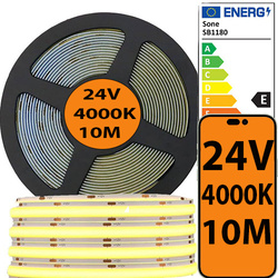 Taśma LED COB 10 METRÓW 480D 24V 4000k 14W IP20 Światło NEUTRALNE