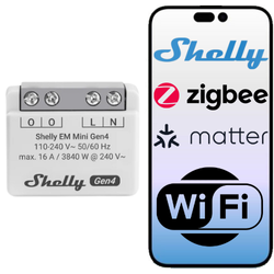Shelly EM Mini Gen4 – licznik energii Wi-Fi / Zigbee do montażu w puszce