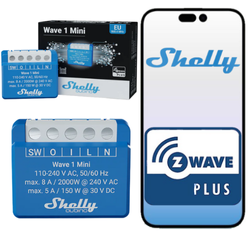 Shelly Wave 1 Mini – przekaźnik Z-Wave 8A do puszki, styk bezpotencjałowy
