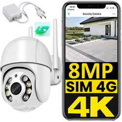 Kamera zewnętrzna obrotowa na kartę SIM 4G 4K 8Mp ICSEE smart BIAŁA