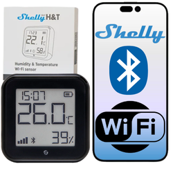 Shelly H&T Gen3 czarny – czujnik temperatury i wilgotności Wi-Fi z wyświetlaczem