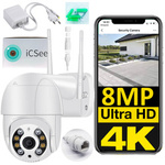 Kamera zewnętrzna obrotowa 4K 8Mp WIFI ICSEE smart BIAŁA