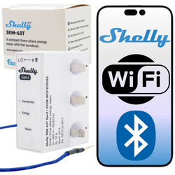 Shelly 3EM-63T Gen3 – trójfazowy licznik energii Wi-Fi na szynę DIN