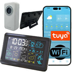 Stacja Pogodowa Wi-Fi TUYA 1 x Sensor Alarm Temperatury Smart czujnik temp