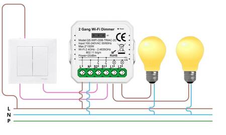 2 GANG Dimmer ściemniacz TUYA WIFI MINI V3 sterownik oświetlenia