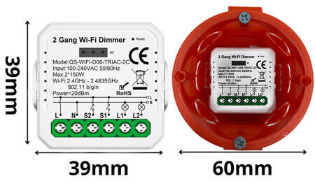 2 GANG Dimmer ściemniacz TUYA WIFI MINI V3 sterownik oświetlenia