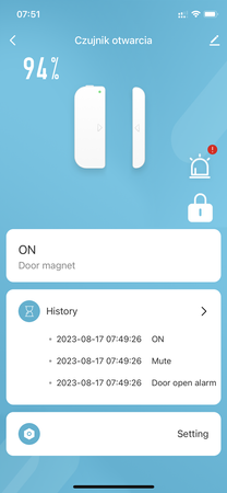 Czujnik otwarcia drzwi/okna WIFI TUYA SYRENA na baterie