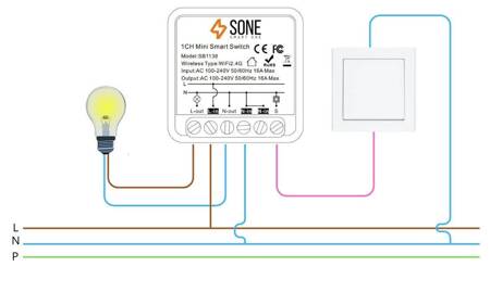 Mini przekaźnik Wifi dopuszkowy sterownik światła 1CH  16A 3680W